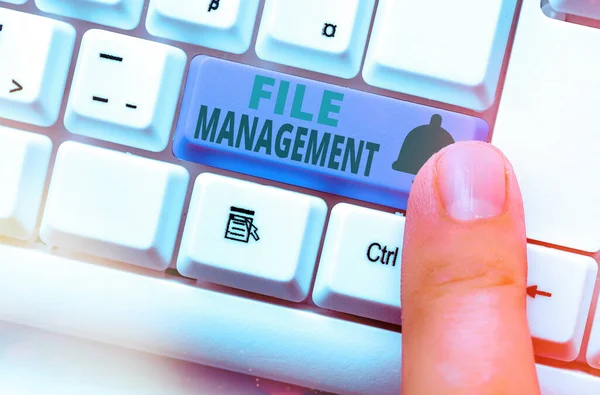 Conceptual hand writing showing File Management. Business photo text computer program that provides user interface to manage data.