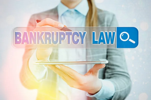 Знак тексту, що показує Закон про банкрутство. Концептуальна фотографія призначена, щоб допомогти кредитору в отриманні активів боржника. — стокове фото