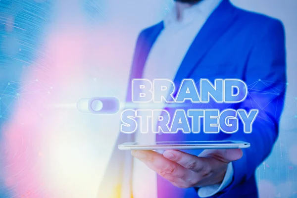 브랜드 전략 (Brand Strategy) 이란 문서를 작성 한다. 개념이라는 것은 제품 마케팅의 장기적 인 마케팅 지원을 의미 합니다.. — 스톡 사진