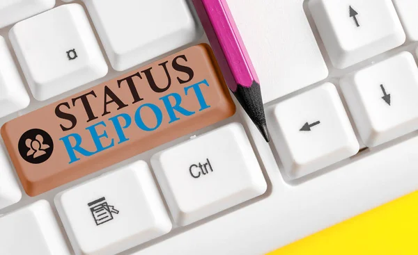 Text sign showing Status Report. Conceptual photo Update Summary of situations as of a period of time.