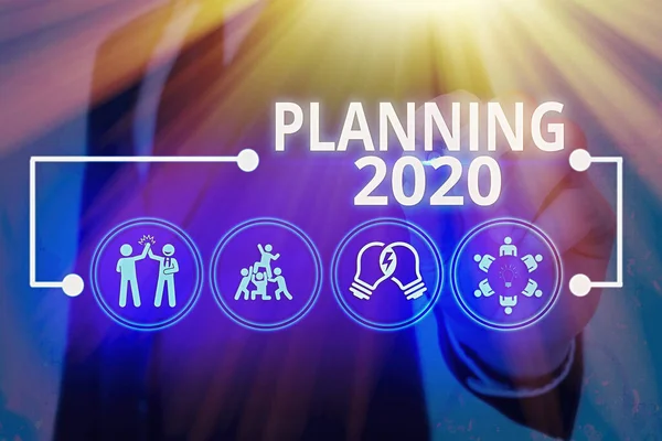 Text rukopisu plánování 2020. Koncepce význam Begin s koncem v myšlení dlouhodobé cíle. — Stock fotografie