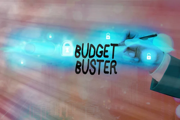 Signo de texto que muestra Budget Buster. Foto conceptual Gastos sin preocupaciones Negociaciones Compras innecesarias Gastos excesivos . — Foto de Stock