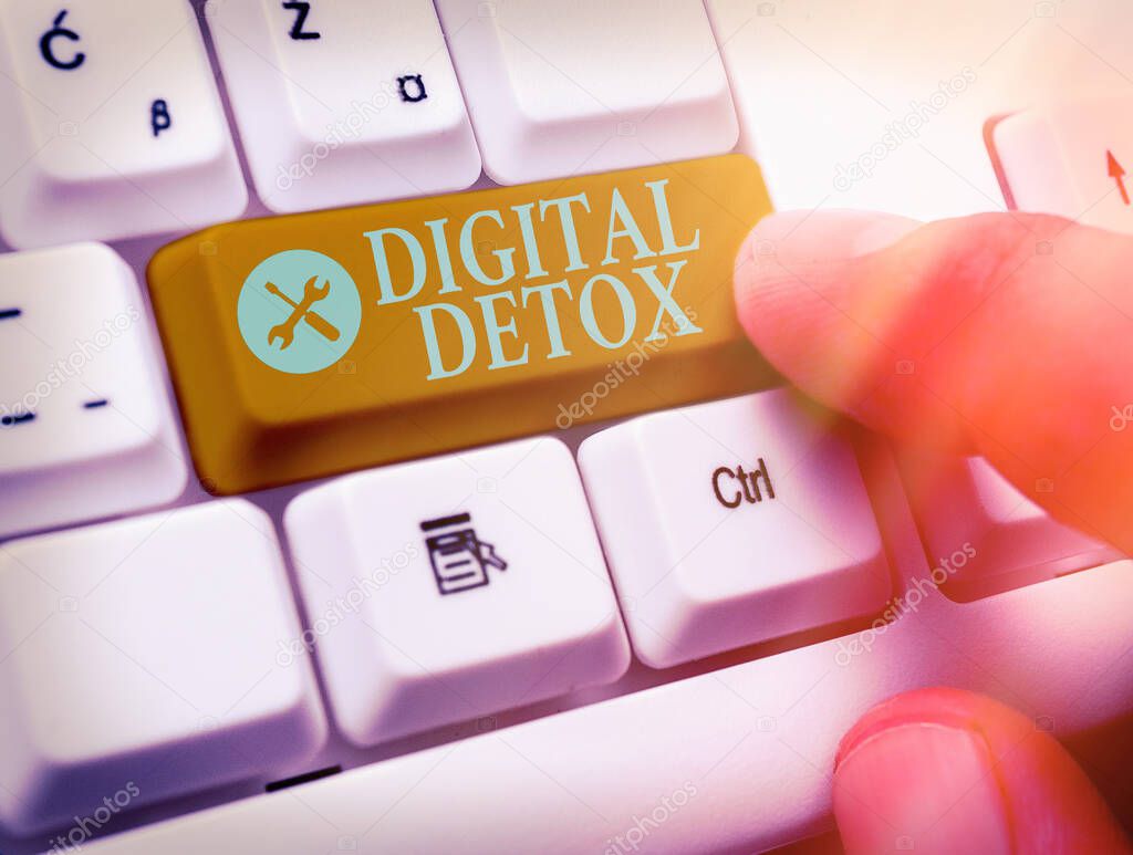 Text sign showing Digital Detox. Conceptual photo Free of Electronic Devices Disconnect to Reconnect Unplugged.