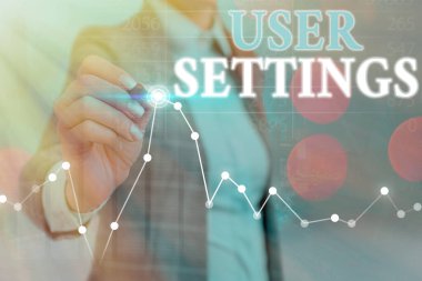 Kavramsal el Kullanıcı ayarları gösterilen yazma. İş fotoğraf metin işletim sistemi kişiselleştirilmiş görünümünü yapılandırma.