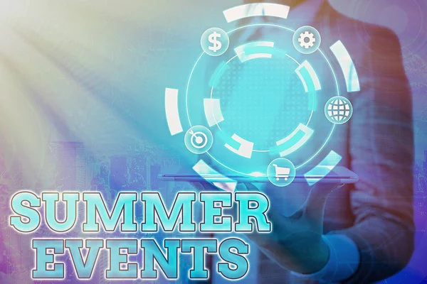 Tekstbord met Summer Events. Conceptuele foto Viering Gebeurtenissen die plaatsvinden tijdens de zomer. — Stockfoto