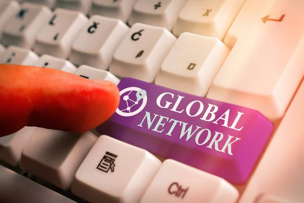 Teksten van Global Network. Conceptuele foto Elk communicatiesysteem dat de hele aarde omspant. — Stockfoto