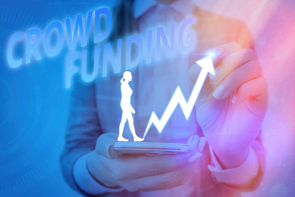 Handwriting text writing Crowd Funding. Concept meaning Fundraising Kickstarter Startup Pledge Platform Donations.