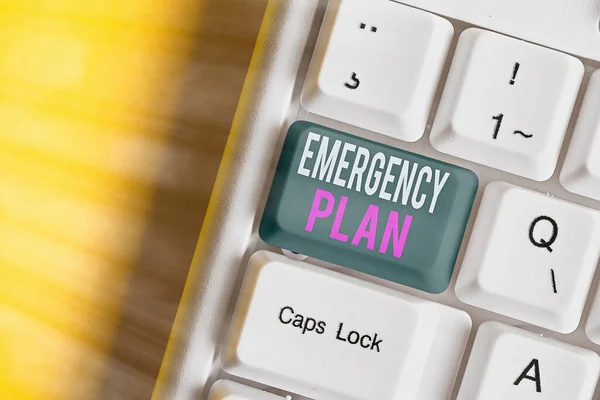 Escrita de mão conceitual mostrando Plano de Emergência. Texto para fotos de negócios Procedimentos para resposta a emergências maiores Esteja preparado . — Fotografia de Stock