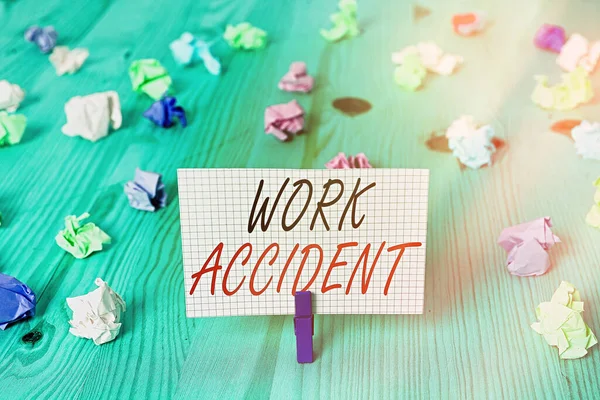 Word writing text Work Accident. Business concept for Mistake Injury happened in the job place Getting hurt. — Stock Photo, Image