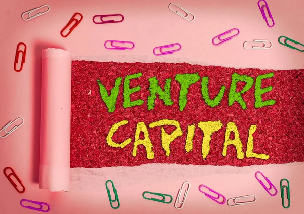 Texto manuscrito Venture Capital. Concepto de financiación proporcionada por las empresas a las pequeñas y medianas empresas . — Foto de Stock