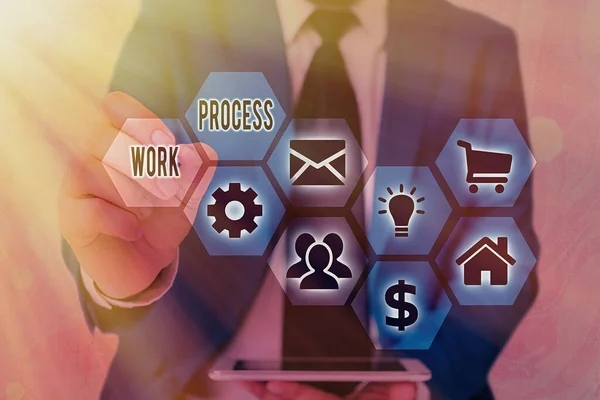 Konzeptionelle Handschrift, die Arbeitsprozesse zeigt. Business-Foto zeigt Standardverfahren, wie ein bestimmtes Job-Regelsystem gehandhabt wird. — Stockfoto