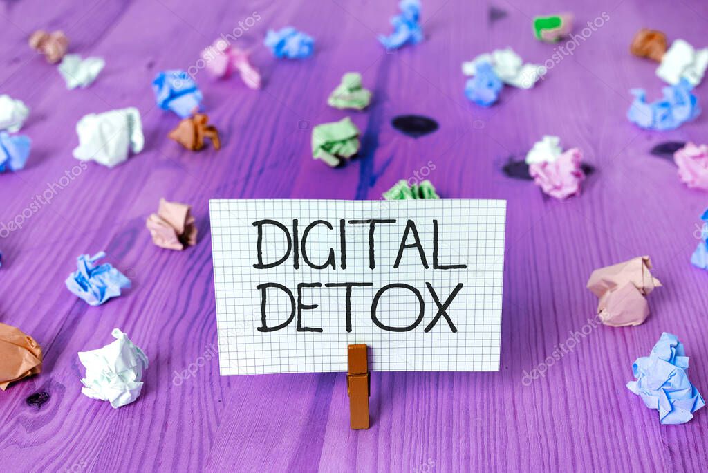 Text sign showing Digital Detox. Conceptual photo Free of Electronic Devices Disconnect to Reconnect Unplugged.