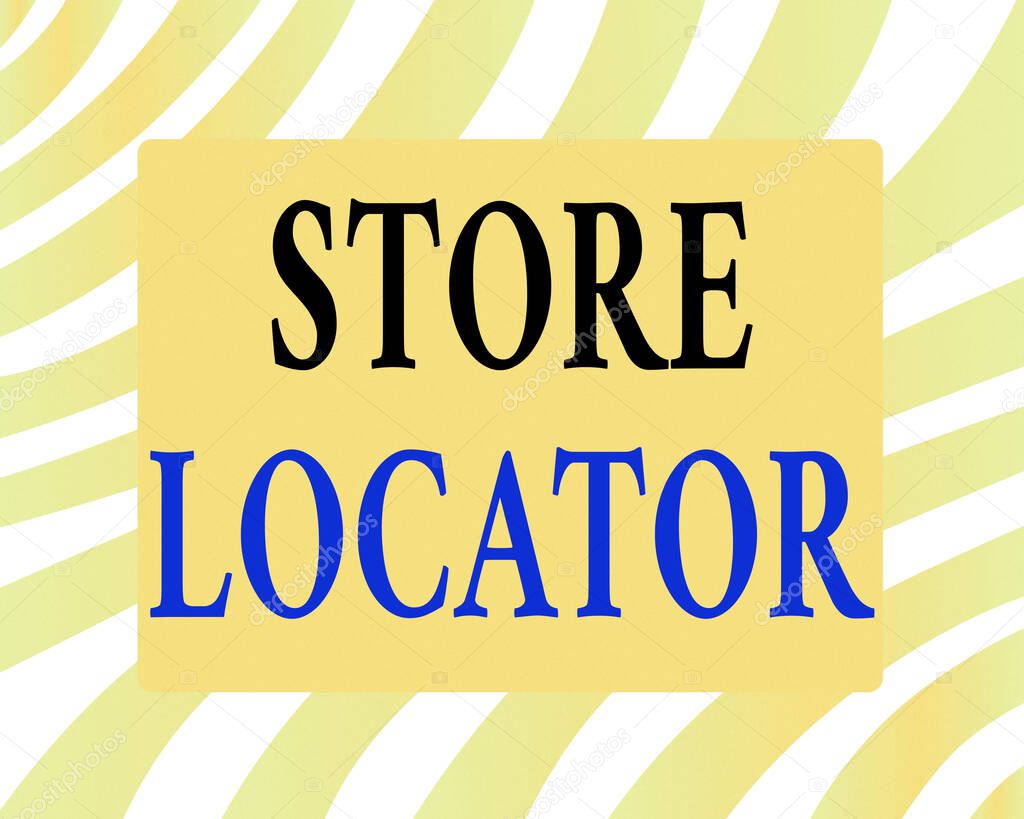 Word writing text Store Locator. Business concept for to know the address contact number and operating hours Horizontal Rectangular Shape with Bended Corner Blank Four sides Figure.