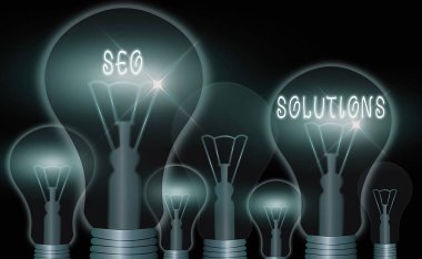 Seo Solutions 'ın el yazısı. Konsept: Arama Motoru Sonuç Sayfasını Sıralamayla Ziyaretçileri Artır.