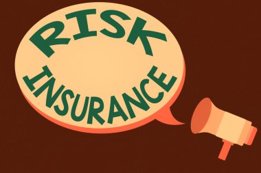 Risk Sigortası 'nın el yazısı. Konsept derken, yükümlülük kapsamasına karşı kayıp hasarı olasılığı Megafon bir Duyuru İletisi Boş Konuşma Balonu yapar.