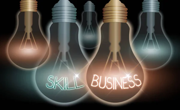 Szóírás Skill Business. Üzleti koncepció az üzleti vállalkozás kezelésére Szellemi szakértelem. — Stock Fotó