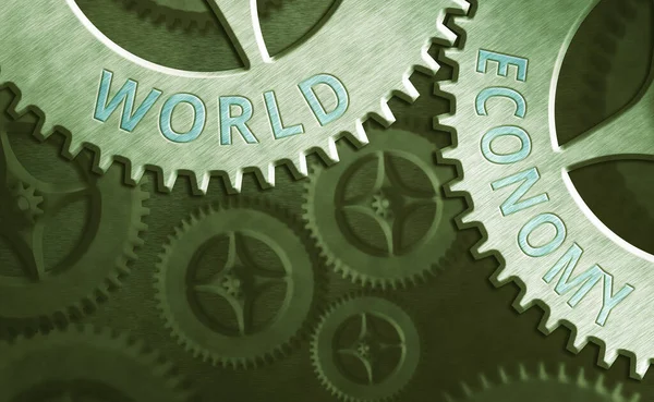 Λέξεις που γράφουν κείμενο Παγκόσμια Οικονομία. Επιχειρηματική ιδέα για τις παγκόσμιες διεθνείς αγορές συναλλάγματος συναλλαγών. — Φωτογραφία Αρχείου