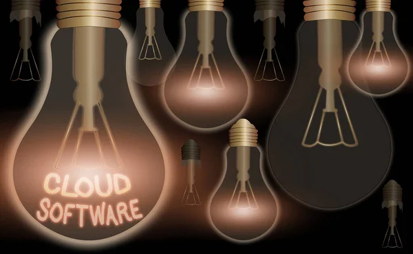 Kézírás szövegírás Cloud Software. Koncepció jelentése Az adatokhoz való internetes hozzáférés tárolásához használt programok. — Stock Fotó