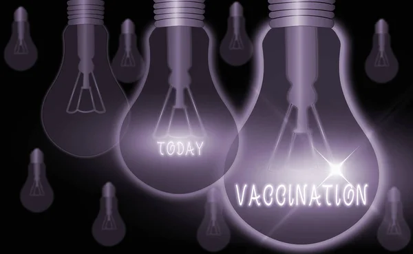 Textschild mit Impfung. Konzeptionelle Foto-Behandlung, die den Körper gegen Infektionen stärkt. — Stockfoto
