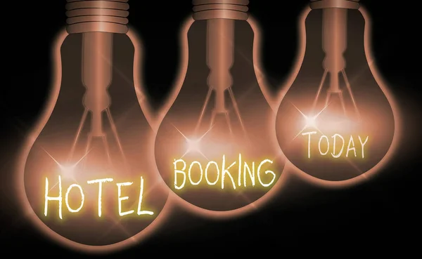 Manuscrito texto Hotel Booking. Conceito que significa Reservas Online Suíte Presidencial De Luxe Hospitality . — Fotografia de Stock
