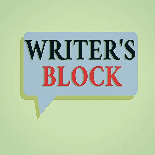 Writing note showing Writer S Block. Business photo showcasing Condition of being unable to think of what to write Rectangular Speech Bubble in Solid Color and Shadow Visual Expression.