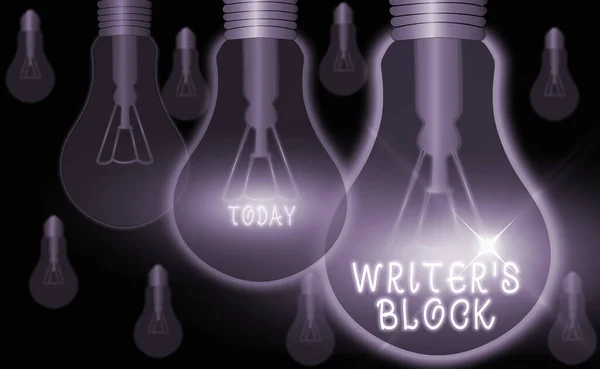 Signo de texto que muestra Writer S Block. Foto conceptual Condición de no poder pensar en qué escribir . — Foto de Stock