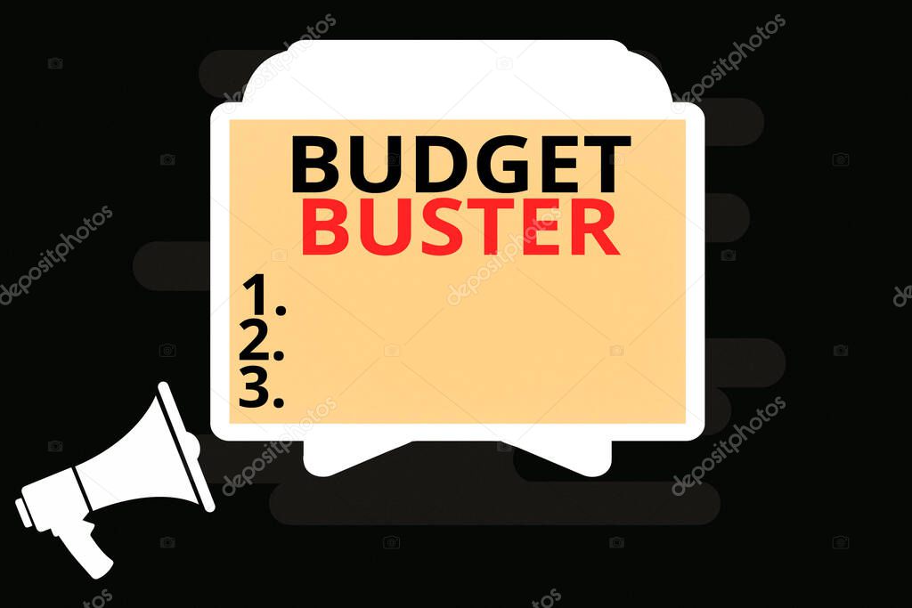 Texto manuscrito Buster Presupuesto. Concepto que significa