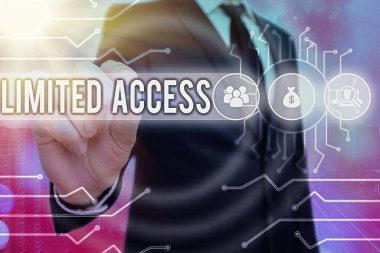 Kelime yazma Kısıtlı Erişim Erişim kısıtlı sayıda puana sahip olmak için iş konsepti.