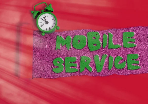 Textskylt som visar Mobile Service. Konceptuell bild Radio kommunikation nytta mellan mobila och landstationer. — Stockfoto
