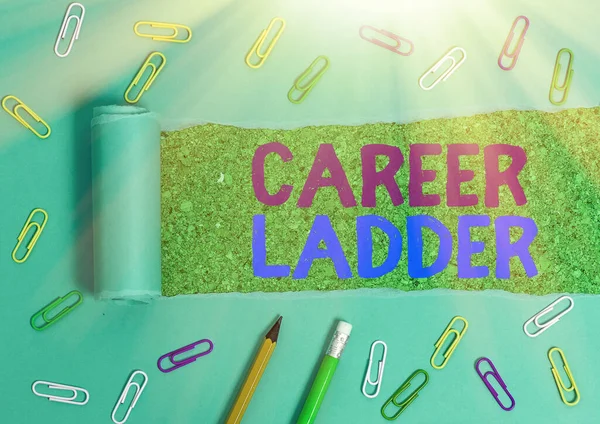 Handwriting text Career Ladder. Concept meaning Job Promotion Professional Progress Upward Mobility Achiever. — Stock Photo, Image