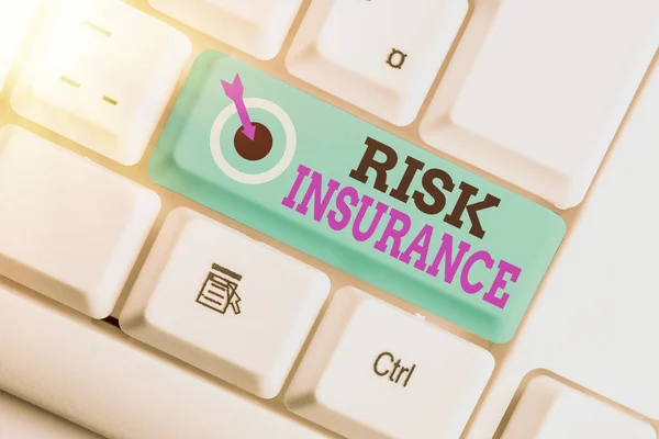 Writing note showing Risk Insurance. Business photo showcasing The possibility of Loss Damage against the liability coverage.