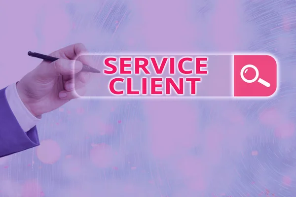 Εννοιολογική γραφή χεριών που δείχνει τον πελάτη υπηρεσιών. Business photo text Αντιμετώπιση της ικανοποίησης των πελατών και των αναγκών αποτελεσματικά. — Φωτογραφία Αρχείου
