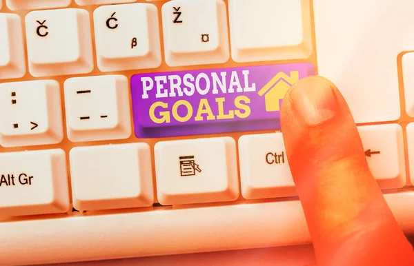 Text sign showing Personal Goals. Conceptual photo Target set by an individual to influence his efforts Motivation.