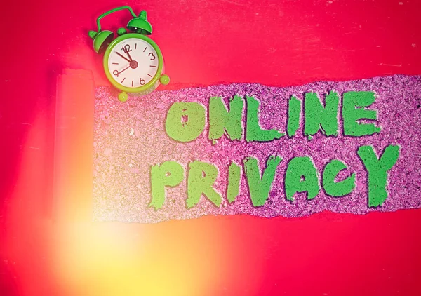 Text sign showing Online Privacy. Conceptual photo Security level of an individualal data published via the Internet.
