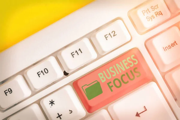 Nota de escritura que muestra Business Focus. Muestra de fotos de negocios al servicio de las necesidades del cliente Atención completa a los detalles . — Foto de Stock