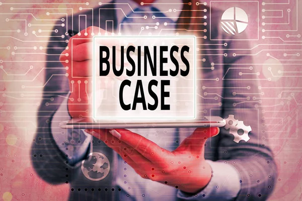 Text sign showing Business Case. Conceptual photo Proposition Undertaking Verbal Presentation New Task. — Stock Photo, Image