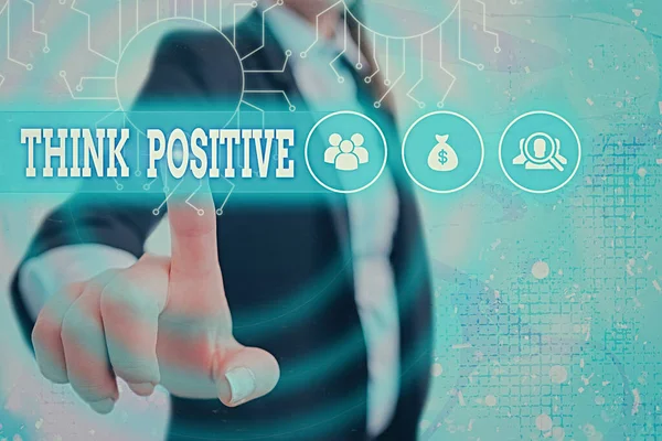 Schreibnotiz, die Positives denken zeigt. Geschäftsfotos, die die Tendenz zeigen, positiv oder optimistisch zu sein. — Stockfoto