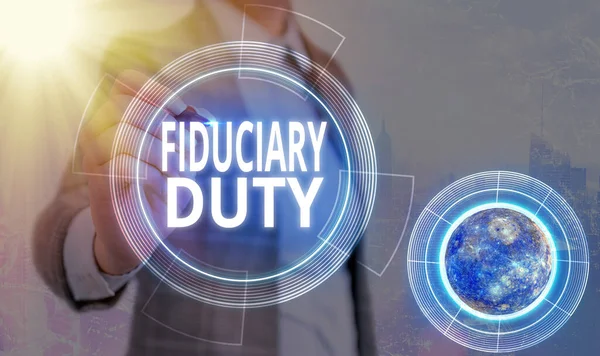 손 글씨에는 피 두 시 어리 더 티 (Fiduciary Duty) 가 그려져 있다. 비지니스 포토 텍스트 법적 의무 NASA 가 제공하는 이 이미지의 다른 요소의 최선의 이익을 위해 행동 해야. — 스톡 사진