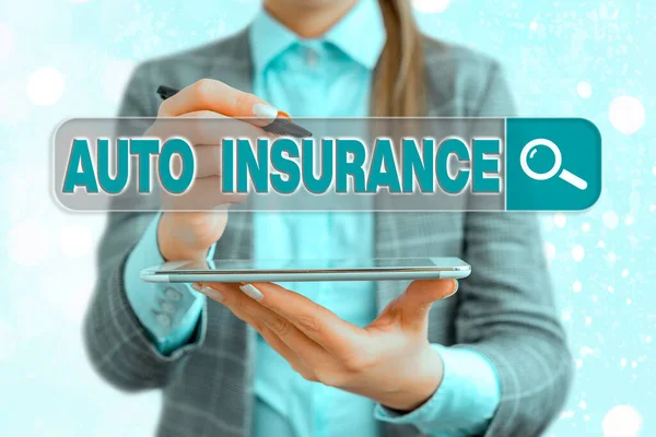Signo de texto que muestra Auto Insurance. Foto conceptual Protección contra pérdidas financieras en caso de accidente . —  Fotos de Stock
