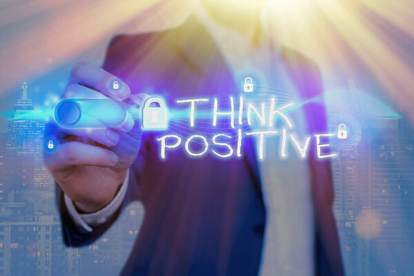 Word writing text Think Positive. Business concept for The tendency to be positive or optimistic in attitude.
