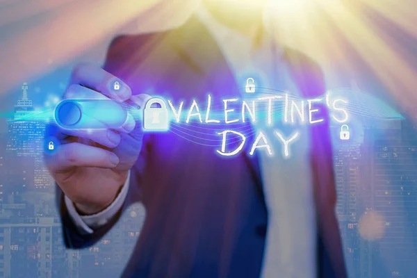 Écriture de texte Valentine S Day. Concept d'affaires pour le temps lorsque vous montrez des sentiments d'amour et d'affection . — Photo
