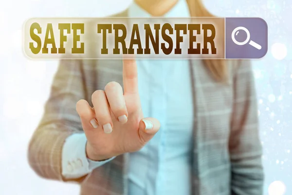 Handwriting text writing Safe Transfer. Concept meaning Wire Transfers electronically Not paper based Transaction.