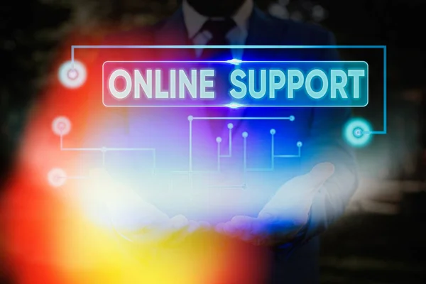 Почерк текста Online Support. Концепция подразумевает оказание помощи клиентам в их жалобах . — стоковое фото