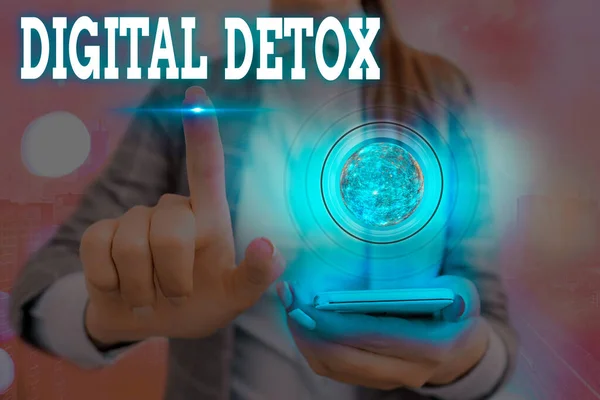 Tekst schrijven Digital Detox. Business concept for Free of Electronic Devices Koppel aan Reconnect Unplugged Elementen van dit beeld geleverd door NASA. — Stockfoto