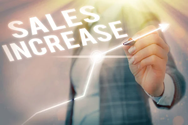 Sinal de texto mostrando aumento de vendas. Foto conceitual Cresça seu negócio encontrando maneiras de aumentar as vendas . — Fotografia de Stock
