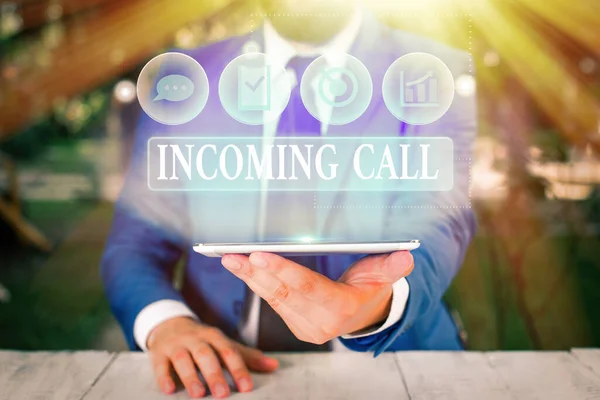 Handschriftlicher Text Incoming Call. Konzept bedeutet eingehende Anruferkennung Telefon Voicemail Vidcall. — Stockfoto