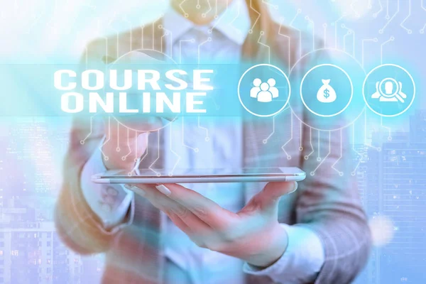 Text sign showing Course Online. Conceptual photo eLearning Electronic Education Distant Study Digital Class.