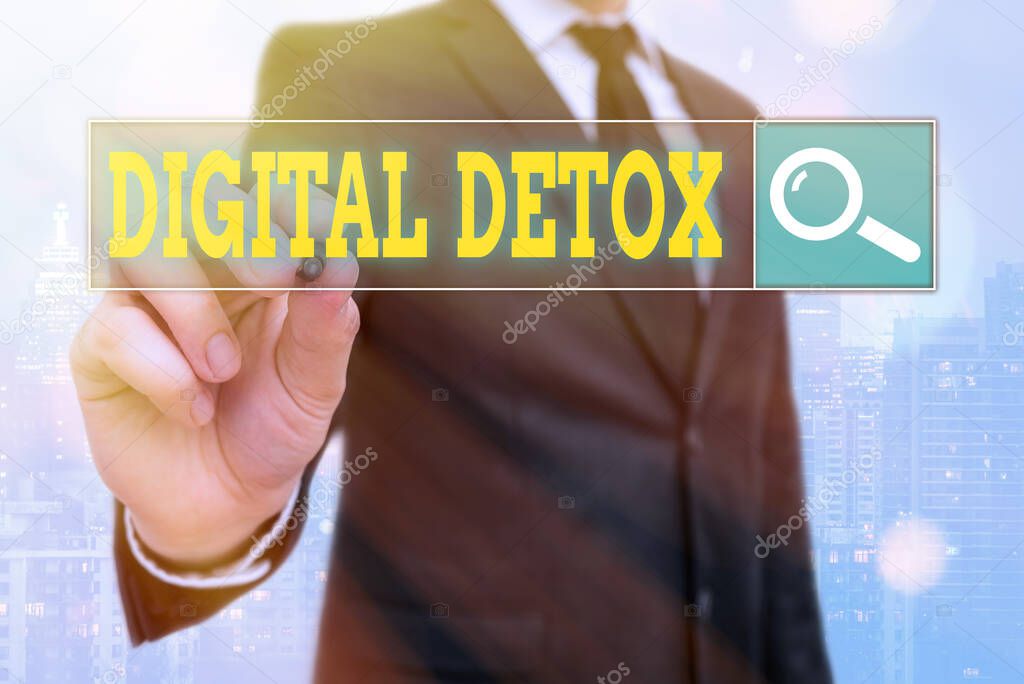 Word writing text Digital Detox. Business concept for Free of Electronic Devices Disconnect to Reconnect Unplugged.