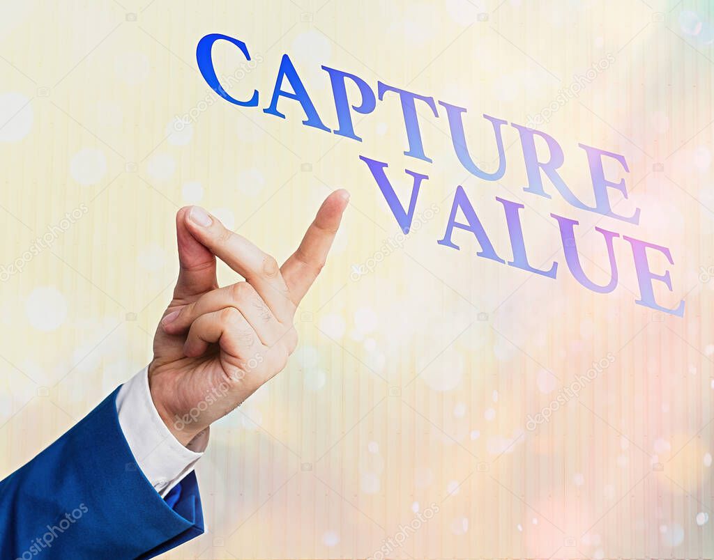 Writing note showing Capture Value. Business photo showcasing Customer Relationship Satisfy Needs Brand Strength Retention.