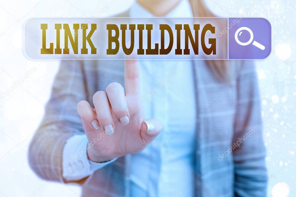 Handwriting text writing Link Building. Concept meaning SEO Term Exchange Links Acquire Hyperlinks Indexed.